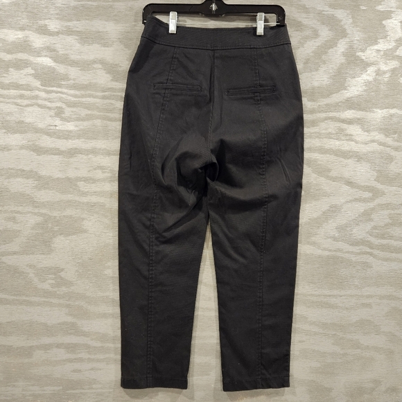 Zara SZ XS Black Roomy Barrel Leg Hi Rise Button Fly Cropped Utility Pants - Picture 2 of 13